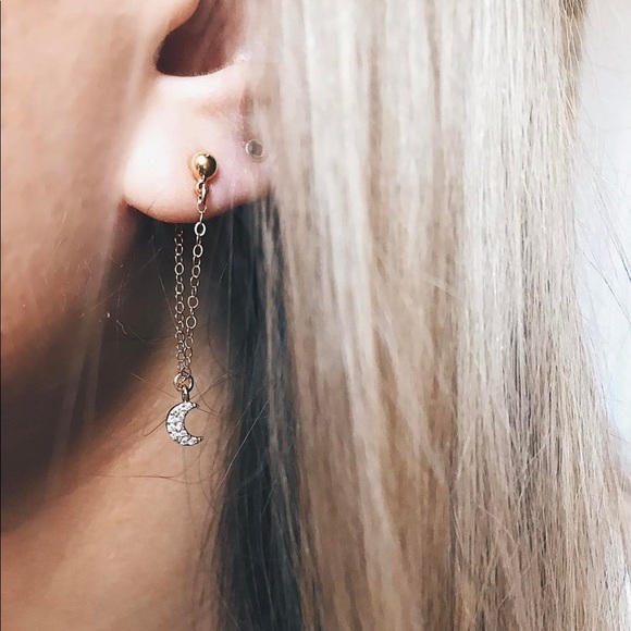 NEW 18k Gold Filled Handmade Crescent Moon Earring